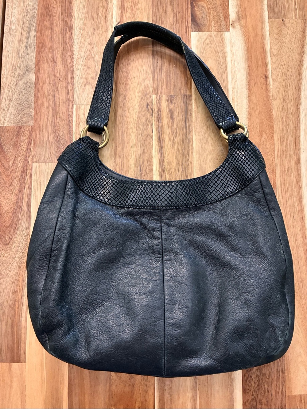 Coach Soho Black Leather Purse Shoulder Bag Hobo Slouch Snakeskin F19453 EUC - Picture 2 of 14